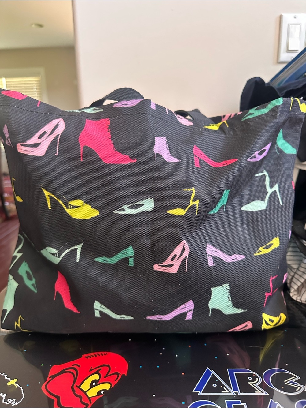 Macy's Black Reusable Canvas Shoe Print Tote Bag GWP
